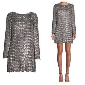 Retrofete Delilah Sequin Mini Dress Gunmetal Pewter Grey Silver